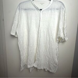 Eileen‎ Fisher White 100% Organic Cotton Short Sleeve Button Front Shirt NWOT L